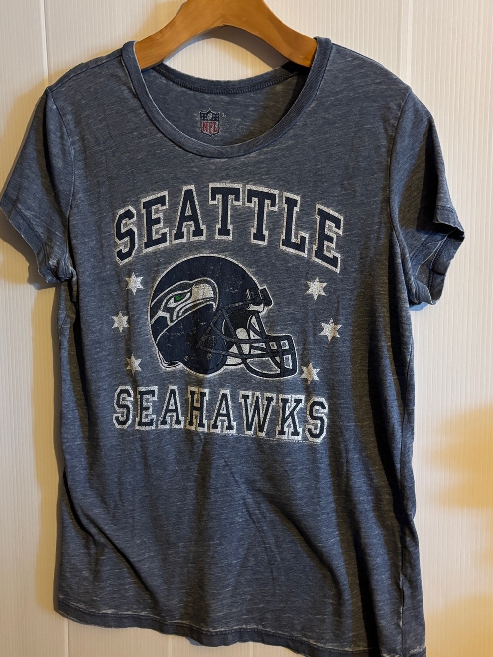 NFL Seattle Seahawks Women's Heather Navy Graphic Tee